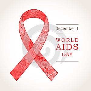 Symbol of World AIDS Day, December 1, Red ribbon.