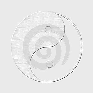 Symbol of yin and yang, the emblem of Taoism made of paper. White design for meditation, spiritual geometry.