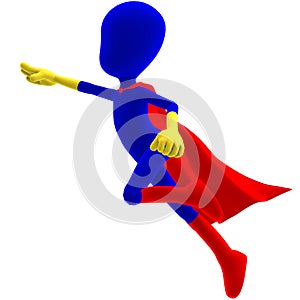 Symbolic 3d male toon character as a super hero