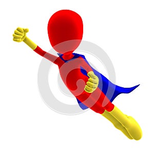 Symbolic 3d male toon character as a super hero