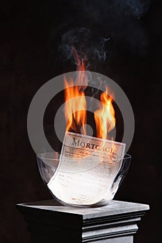 Symbolic burning of a home mortgage.