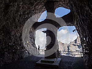 Symbolic cemetery of climbers in mountains