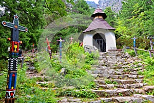 Hřbitov v regionu Štrbské Pleso ve Vysokých Tatrách, Slovensko