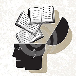 Symbolic drawing of head and knowledge with culture