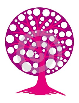 The symbolic drawing of the tree of life logo. Ecology. Purple colors.