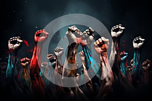 Symbolic Hand fist raised equality. Generate Ai