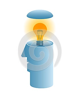 A symbolic head with a light bulb inside.