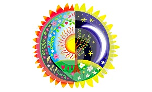 Symbolic Illustration of Spring Equinox Balancing Day and Night in Nature