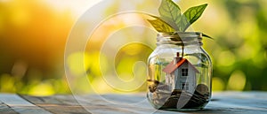 A Symbolic Image Of A House In A Jar Representing Saving For Homeownership