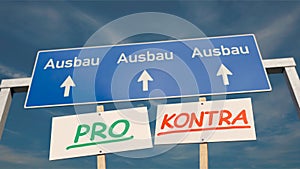 Symbolic image on the subject of pros and cons for motorway expansion