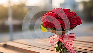 Symbolic red rose bouquet for women s day celebration, conveying emotions and significance