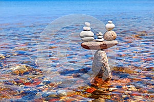 Symbolic scales of standing stones in the water. The concept of