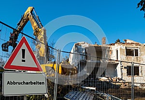 Symbolic Sign Demolition Work german `Abbrucharbeiten`