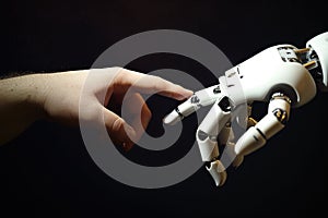 Symbolic Touch Between Human And Robot Fingersepicting The Blending Of Technology And Humanity