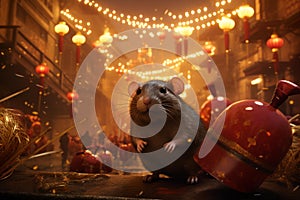 Symbolic Traditional Chinese new year rat. Generate ai