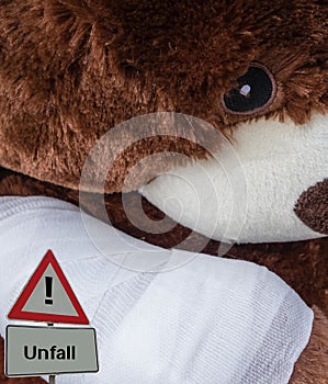 Sign Teddybear Accident german \