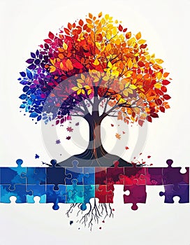 Symbolic Tree of Growth on a Puzzle Foundation