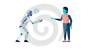 Human and Robot Shaking Hands, vector design Generative AI