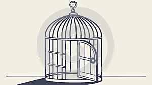 Empty Bird Cage, Freedom and Release Symbol, vector design Generative AI