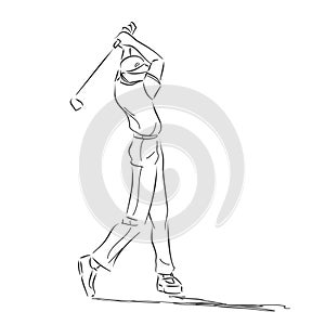 Symbolical drawing with golfer in movement