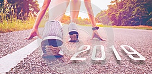 2019 symbolises the start into the new year.Start of people run photo