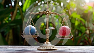 Symbolism of Balanced Balls on a Scale: Harmony and Equity Maintaining Balance Without Intrusion.