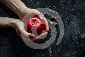 The Symbolism of the Forbidden Fruit, Apple and Sanke. AI Generated