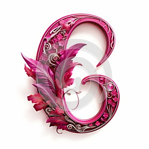 Symbolism Letter Q Clipart: Pink Floral Number Eight With Fantasy Elements