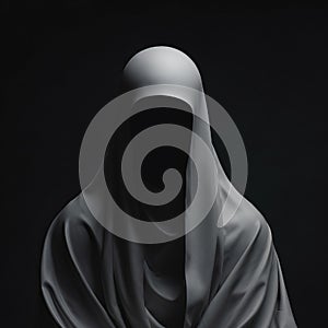 Symbolism Minimalism: Ghost Humanoid In Veil - 3d Illustration