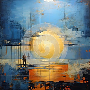 Symbolist Painting: Translucent Layers And Textures In Golden And Blue Hours photo
