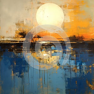 Symbolist Painting: Translucent Layers And Textures In Golden And Blue Hour