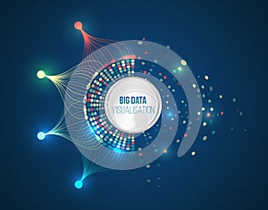 Symbolizing data-driven analysis, integration, and decision making. Colorful arcs of data points and connecting lines illustrate photo