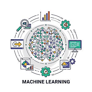 Symbolizing the interconnected processes and data flow in machine