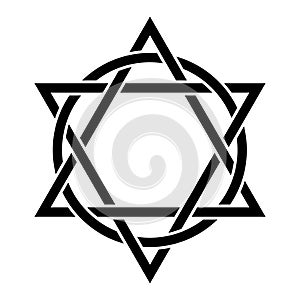 Symbol of a hexagram with interlacing circles, an emblem for the Trinity photo