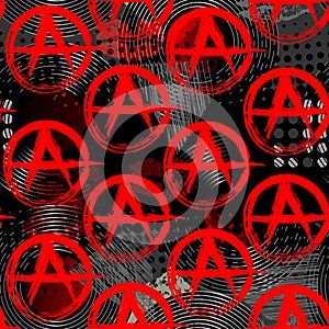 Symbols of anarchy punk pattern