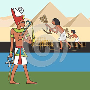 Symbols of ancient egyptian civilization cartoon