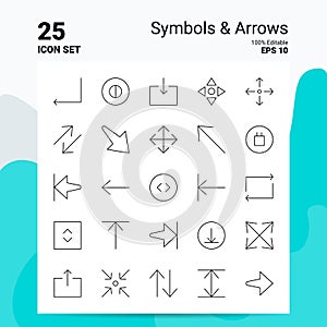 25 Symbols & Arrows Icon Set. 100% Editable EPS 10 Files. Business Logo Concept Ideas Line icon design