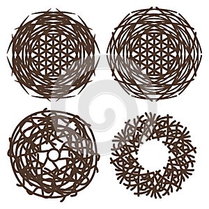 Symbols of bird nests. vector