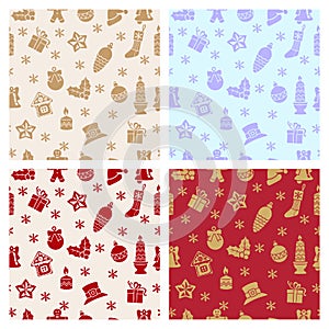 Symbols of Christmas and New Year. festive seamless pattern
