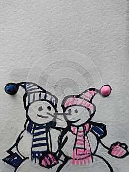 symbols Christmas present snowman  love friendship holiday â›„ figure hand drawing illustration