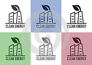 Symbols of clean, renewable and alternative energy. Restorative energy. Set of energy logos