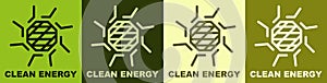 Symbols of clean, renewable and alternative energy. Set of solar energy logos