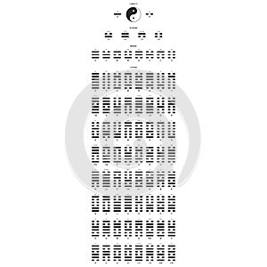 Symbols with Evolution concept of the Bagua eight trigrams and I Ching Hexagrams