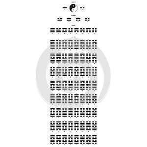 Symbols with Evolution concept of the Bagua eight trigrams and I Ching Hexagrams