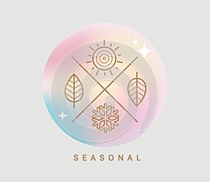 Symbols four seasons on fluid gradient background.