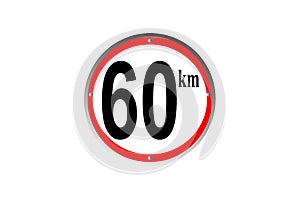 Symbols and Icons of Traffic Signs Road maximum speed of 60 km