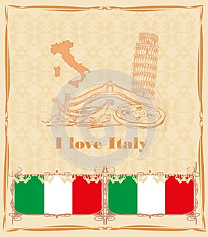 Symbols of Italy vintage card