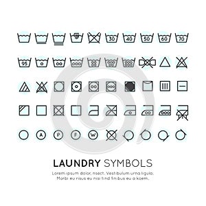 The symbols on the labels of clothes washing