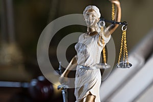 Symbols of law and justice. Bright background