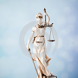 Symbols of law and justice. Bright background